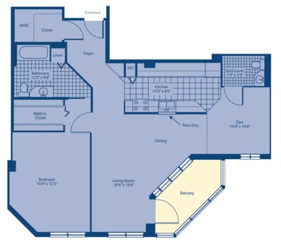 Architectural floor plan of a resident unit