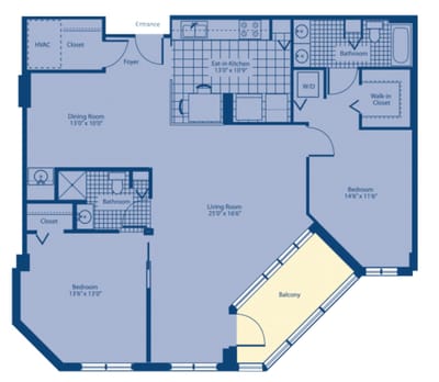 Architectural floor plan of a resident unit