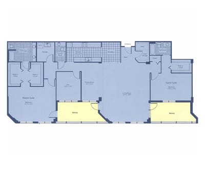 Architectural floor plan of suites within the facility