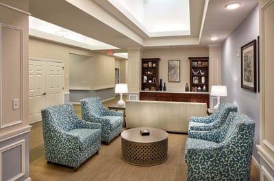 Comfortable common area with seating and decor