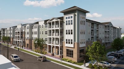 Exterior view of a senior living facility building