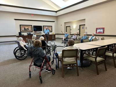 Residents enjoying an activity in a common area