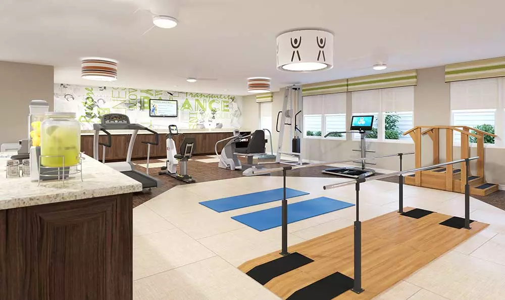 Interior view of a fitness area with equipment