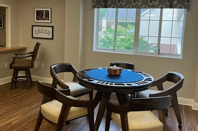 Interior view of a game table in a lounge area