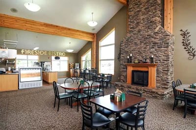 Interior view of a dining area in a senior living facility