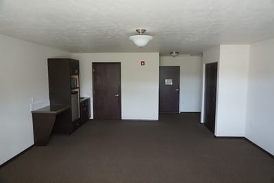 Interior view of a vacant resident room