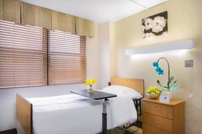 Cozy resident room with flowers and apples displayed
