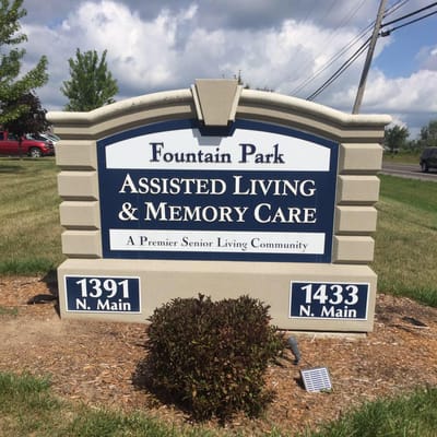 Exterior sign for Fountain Park Assisted Living and Memory Care