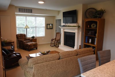 Interior view of a cozy living room with furniture