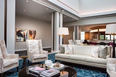 Bright interior of a common area in a senior living facility
