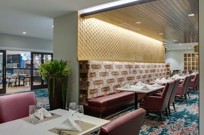 Interior dining area with tables and chairs