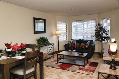 Interior living space with cozy furniture and decor