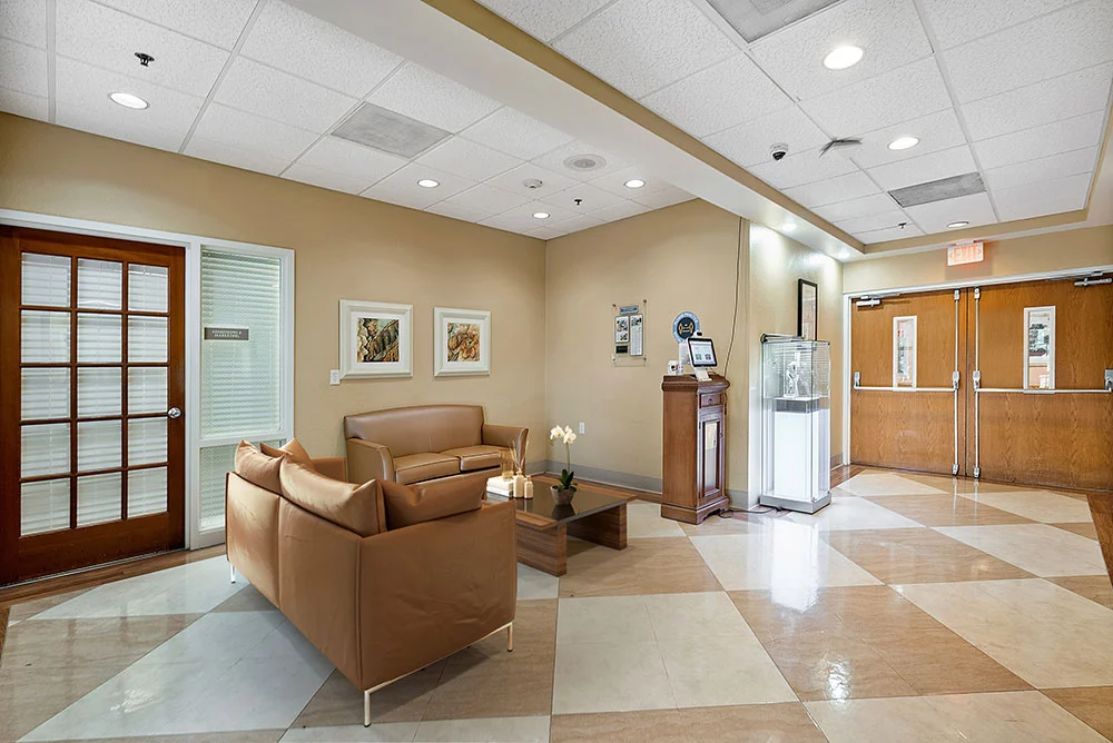 Interior view of a common area in a nursing home