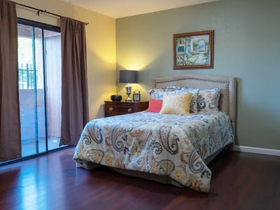 Cozy bedroom setup with a warm ambiance