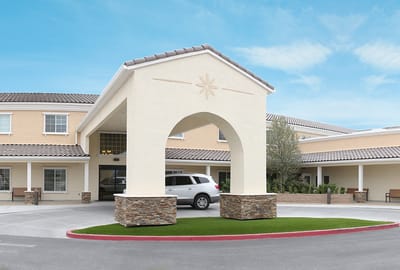 Exterior view of the facility entrance and driveway