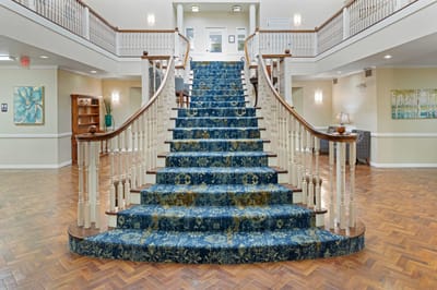 Grand staircase in a welcoming common area