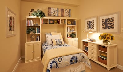 Cozy private room with decorative accents and natural light