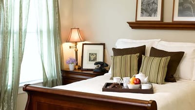 A cozy resident room with food service