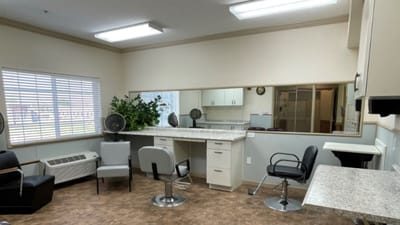 Interior view of a salon in an assisted living facility