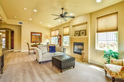 Bright, inviting common area with comfortable seating