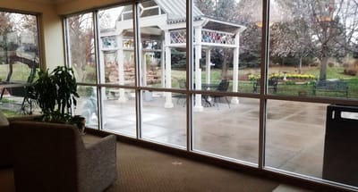 Interior view of a common area with outdoor visibility