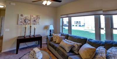 Cozy living room with a view to an outdoor area