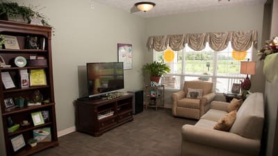 Cozy common area with seating and windows