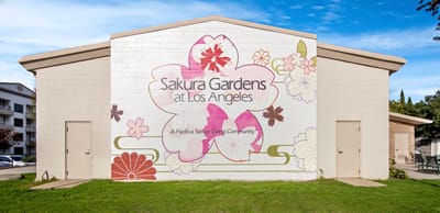 Exterior mural of Sakura Gardens at Los Angeles