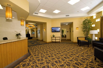 Bright and inviting lobby area with seating