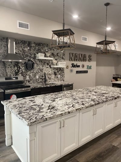 Modern kitchen area with decorative elements