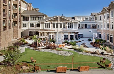 Beautiful outdoor space with seating and landscaping