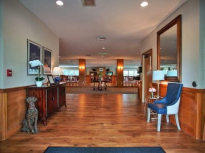 Interior view of a welcoming common area with furniture