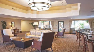 Bright and inviting common area with comfortable seating
