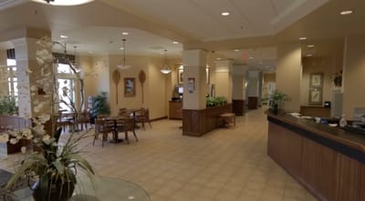 Bright and welcoming common area in the facility