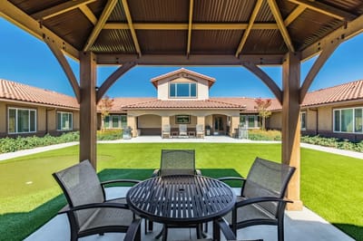 Outdoor patio area with seating at Vineyard Place