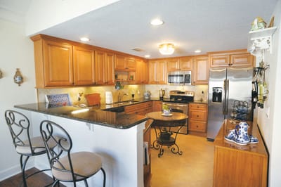 Bright kitchen area in a senior living facility