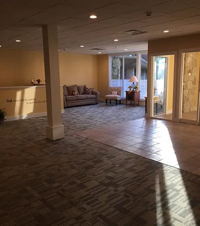 Common area with seating and natural light