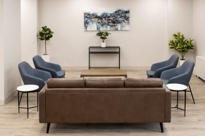 Common area with seating and plants in a modern design