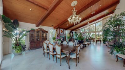 Elegant common area with dining table and plants