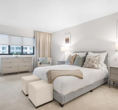 A well-decorated private resident room