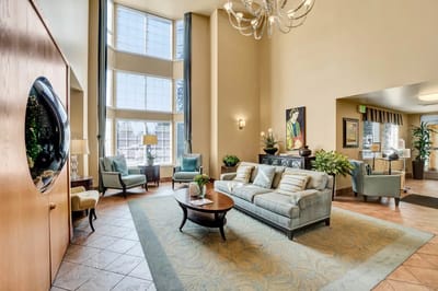 Bright and airy lobby with comfortable seating