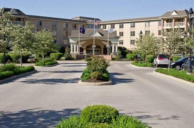 Exterior view of Westside Village Nursing Center entrance