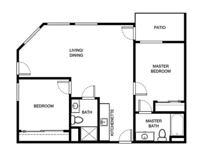 Architectural floor plan of a resident unit