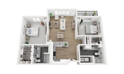 Architectural floor plan of a resident unit