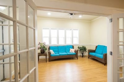 Bright common area with comfortable seating