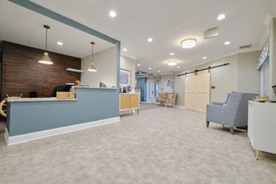 Bright interior of the facility with a reception area