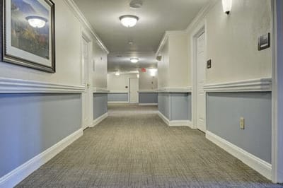 A hallway in a senior living facility