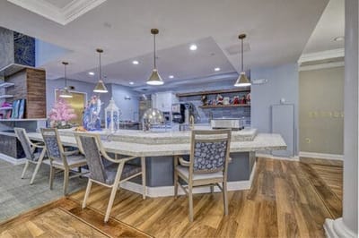 Interior dining area with modern decor and seating