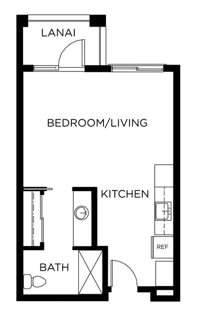 Architectural floor plan of a resident unit