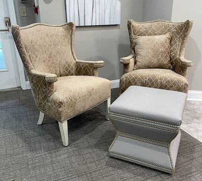 Cozy seating area with decorative chairs
